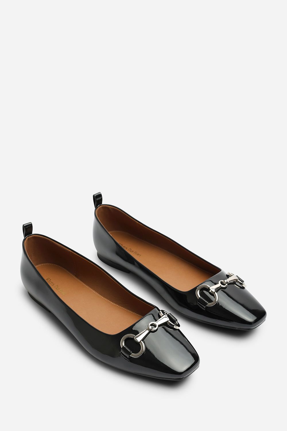 Where's That From Women's 'Lauren' Girl's School Shoe Ballet Flats w/ Front Buckle Detail in Jet Black