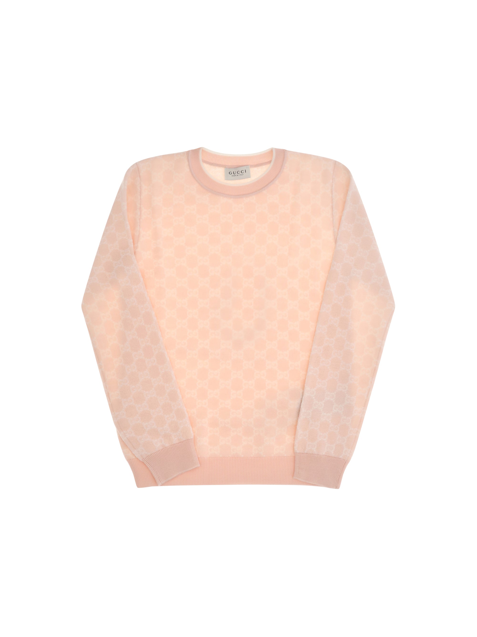 GG Jacquard Wool Sweater — Pink