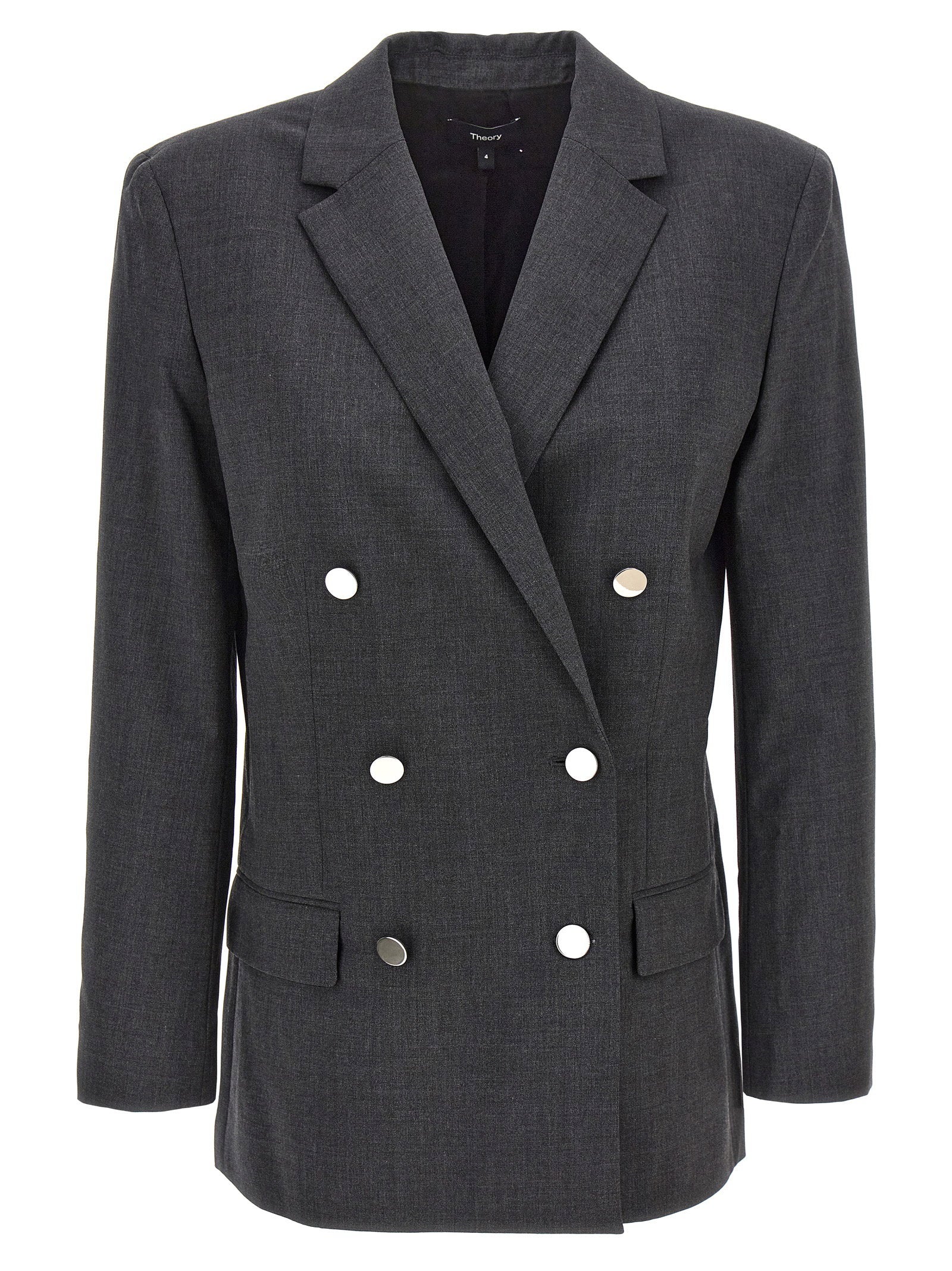 Double-Breasted Wool Blazer — Charcoal