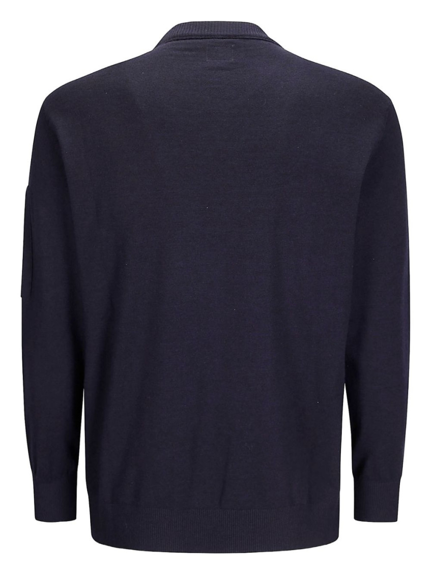 Blue Crewneck Lens Pocket Sweater