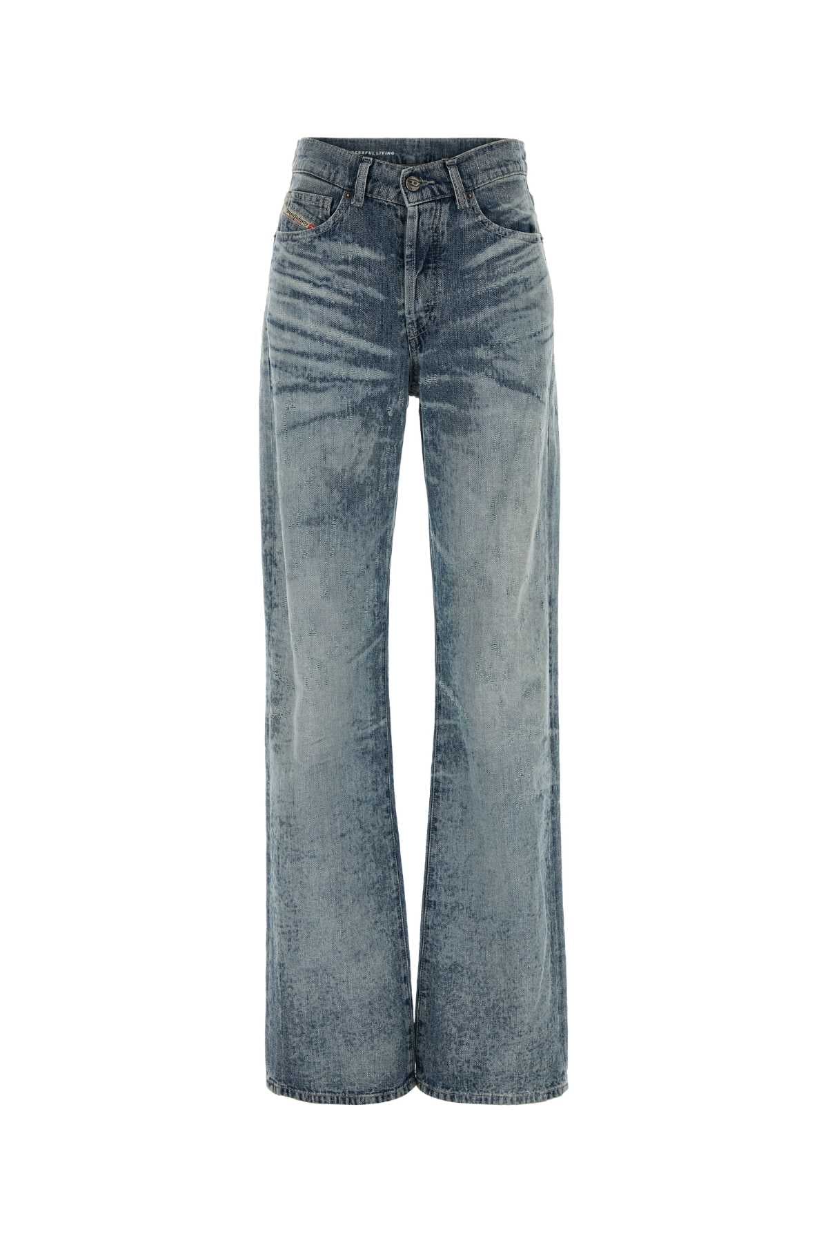 High-Rise Straight-Leg Denim Jeans — Blue