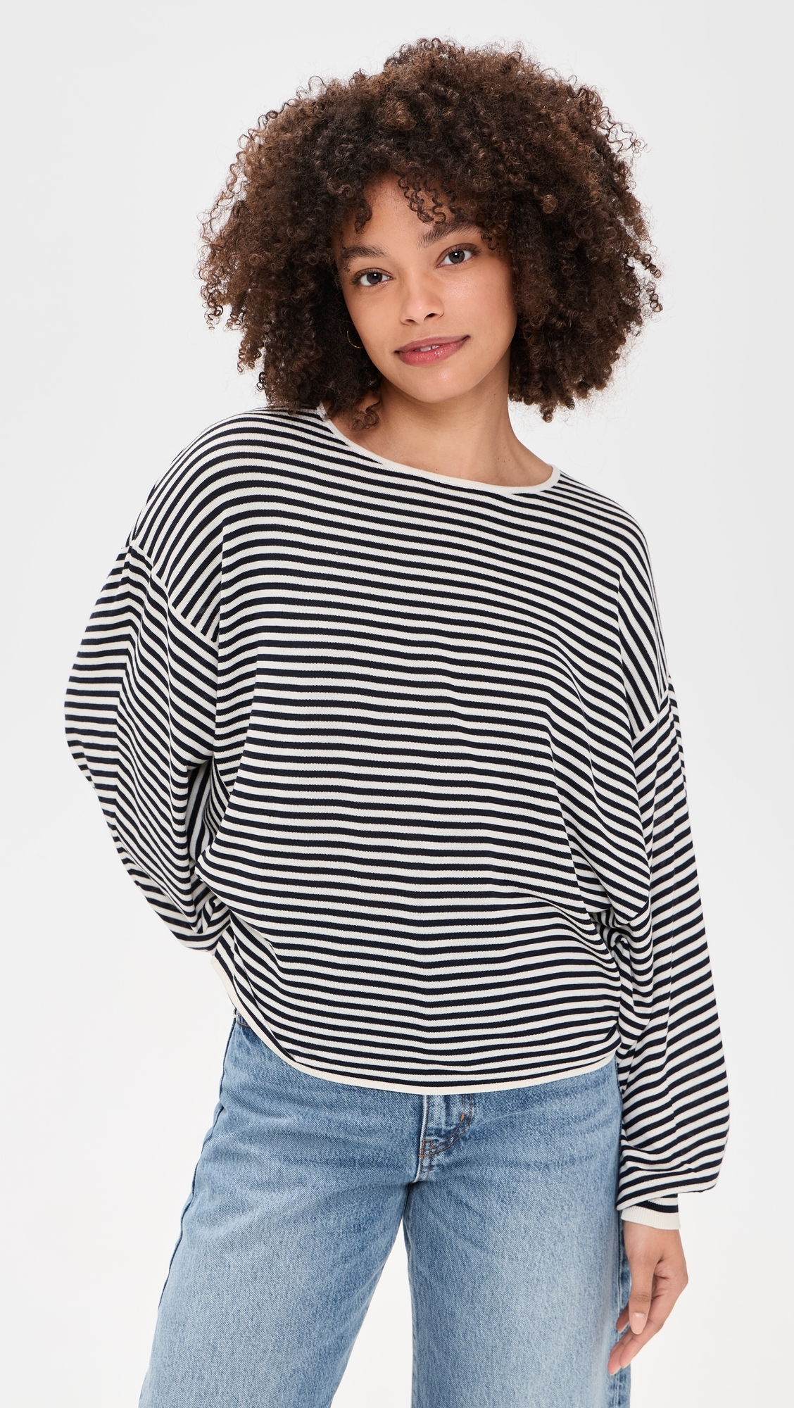 The Stripe Slouchy Sweater Cream Multi