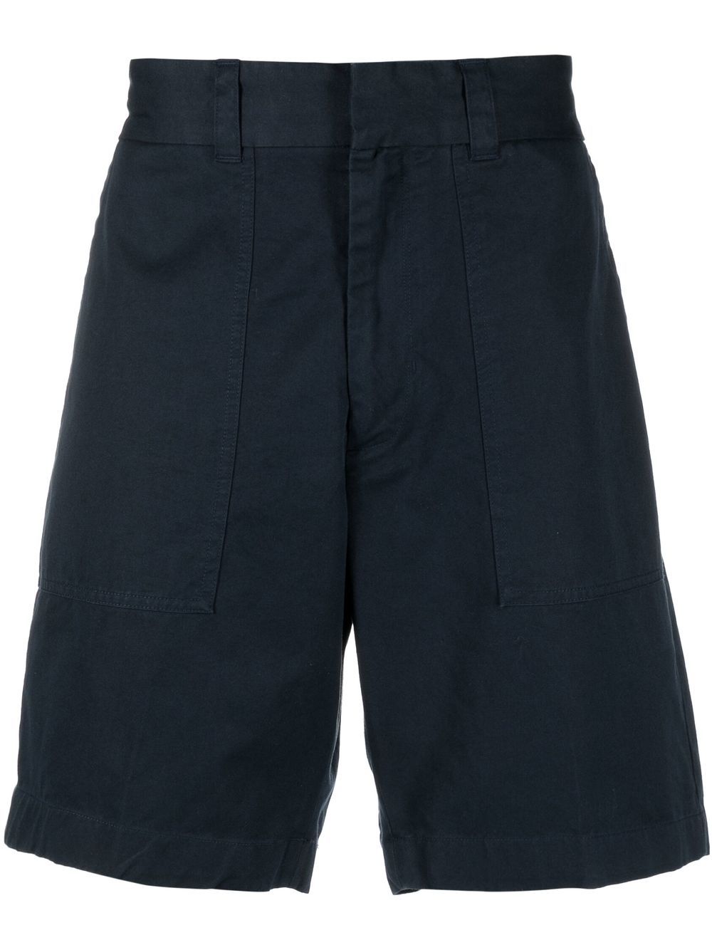 Four-pocket tonal-stitching Bermuda shorts - Blue