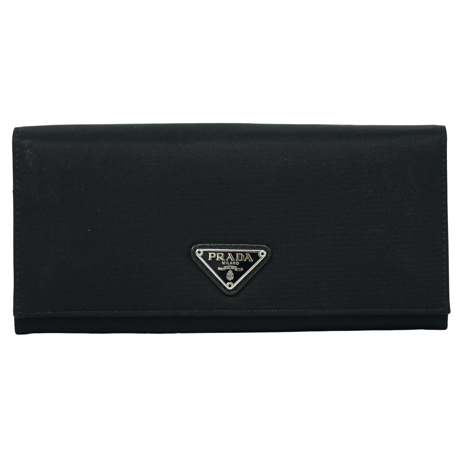 Prada Continental Wallet Tessuto Black Nylon Wallets Accessory Pre-Owned