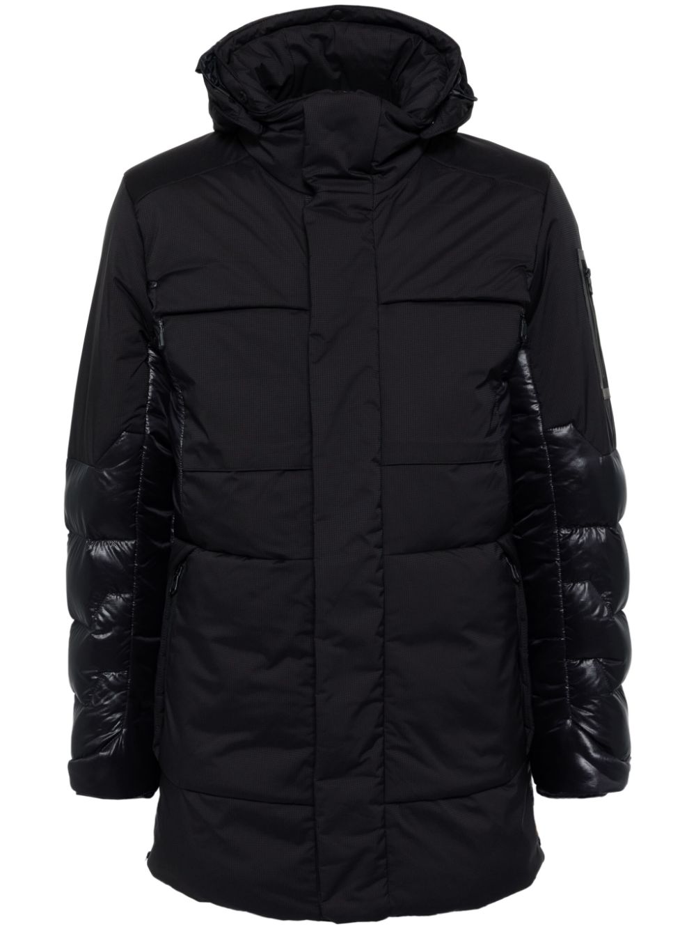 Logo patch padded coat - Black
