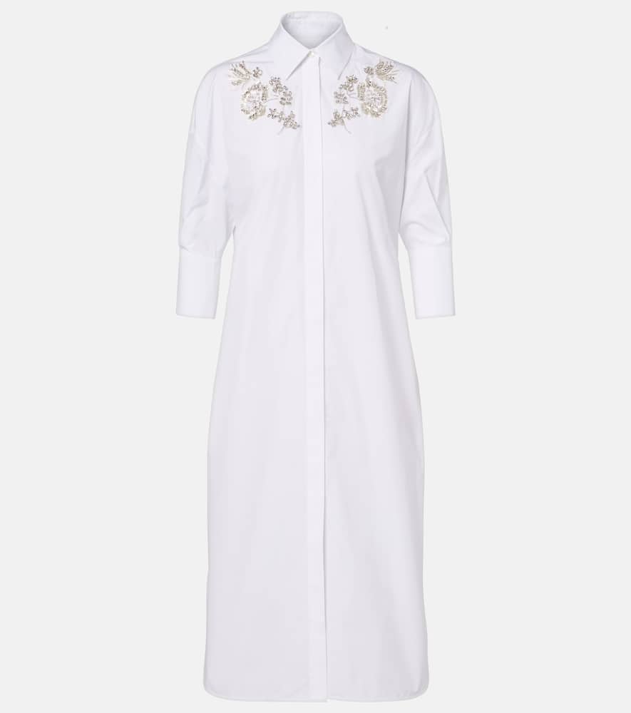 Embroidered cotton poplin shirt dress