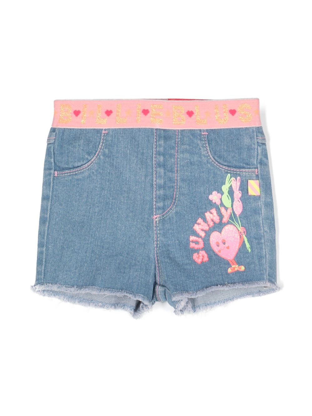 Glitter-detail denim shorts - Blue