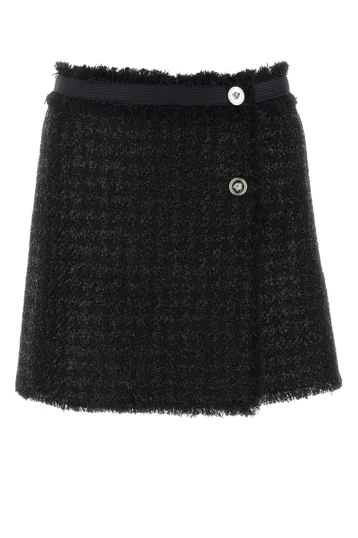 Virgin Wool Tweed Skirt — Black