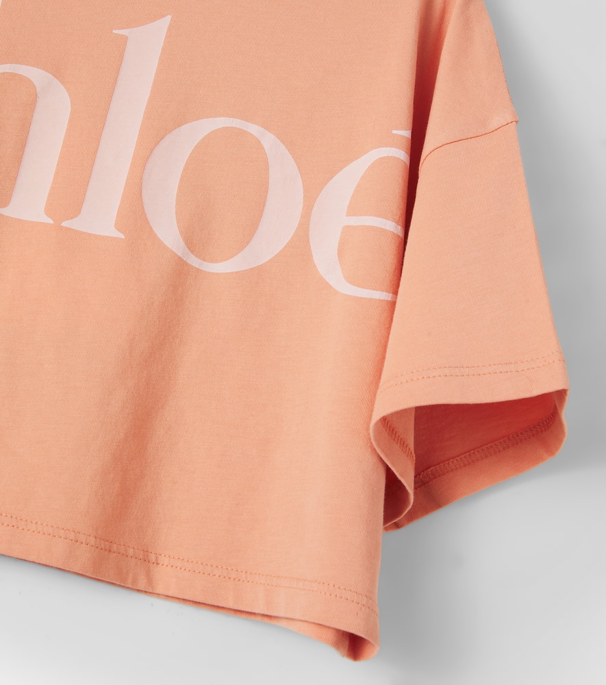 Chloé Kids Logo cropped cotton jersey T-shirt