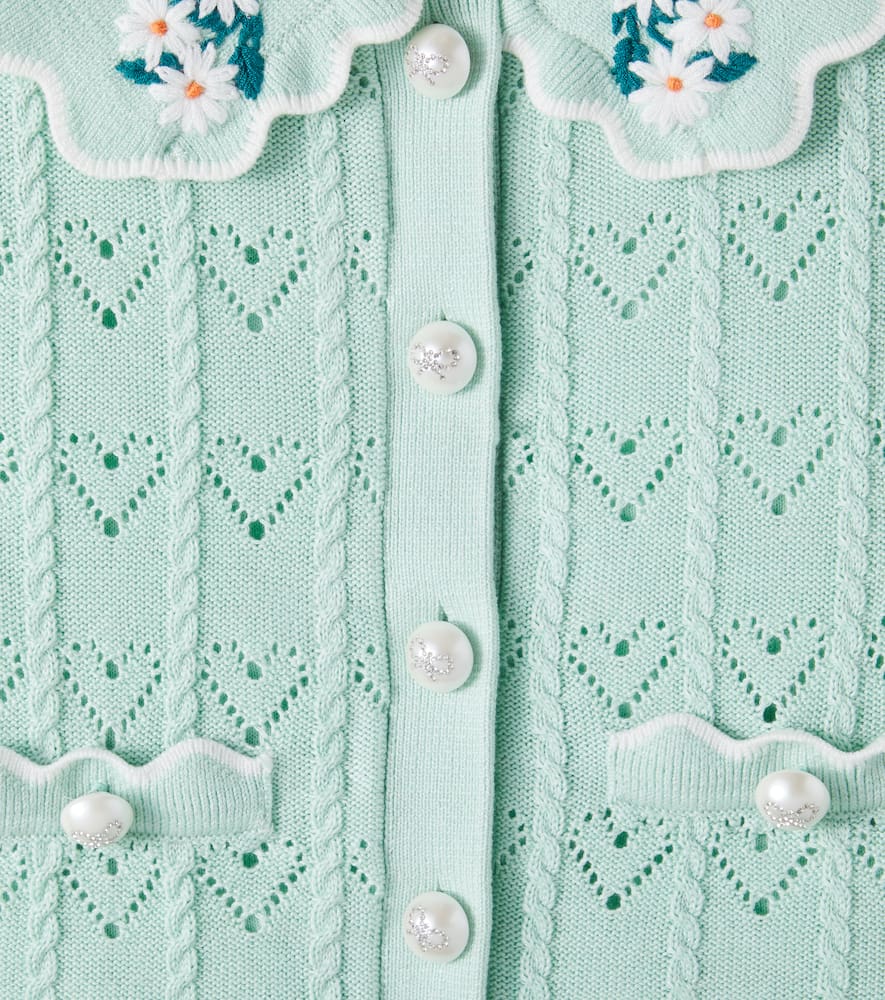 Embroidered pointelle cardigan