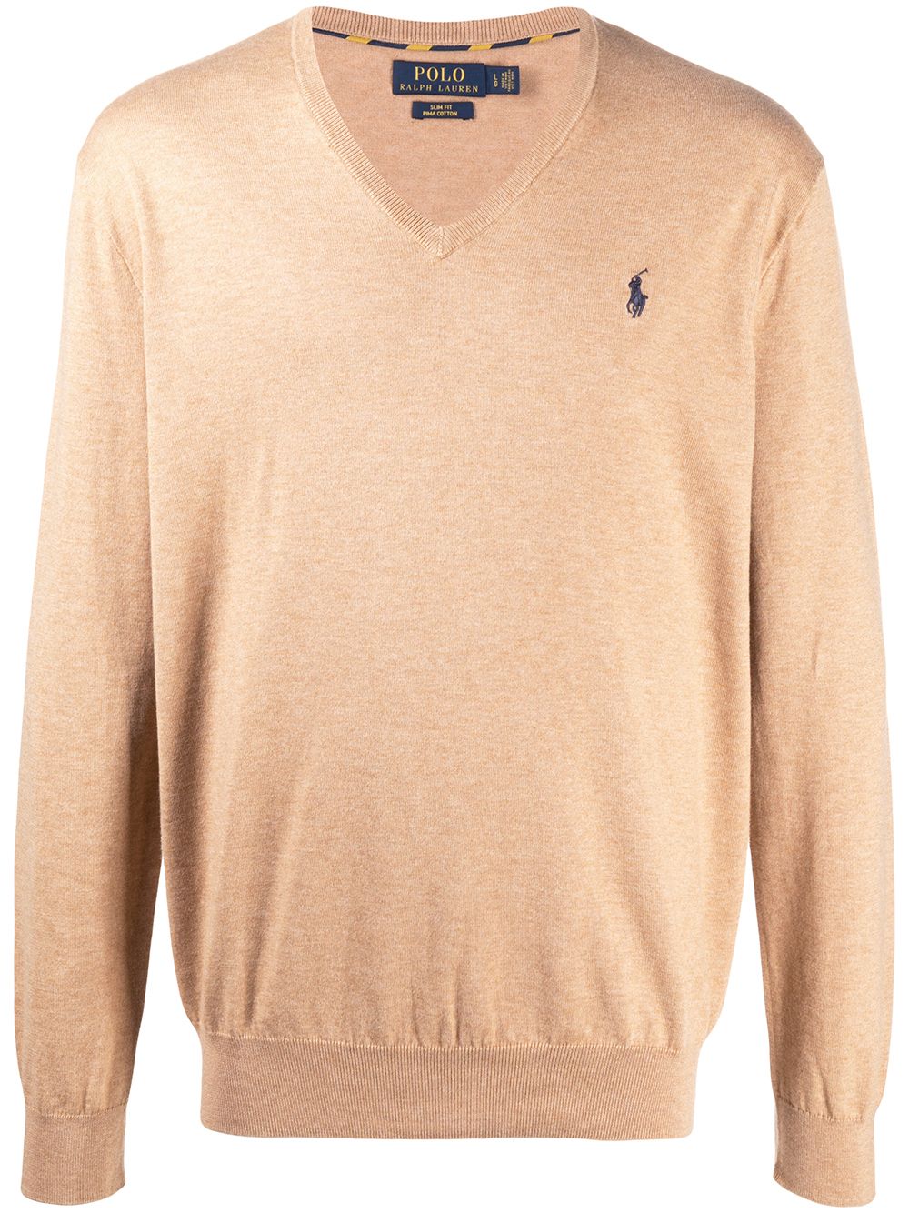 Logo-patch fine knit jumper - Brown
