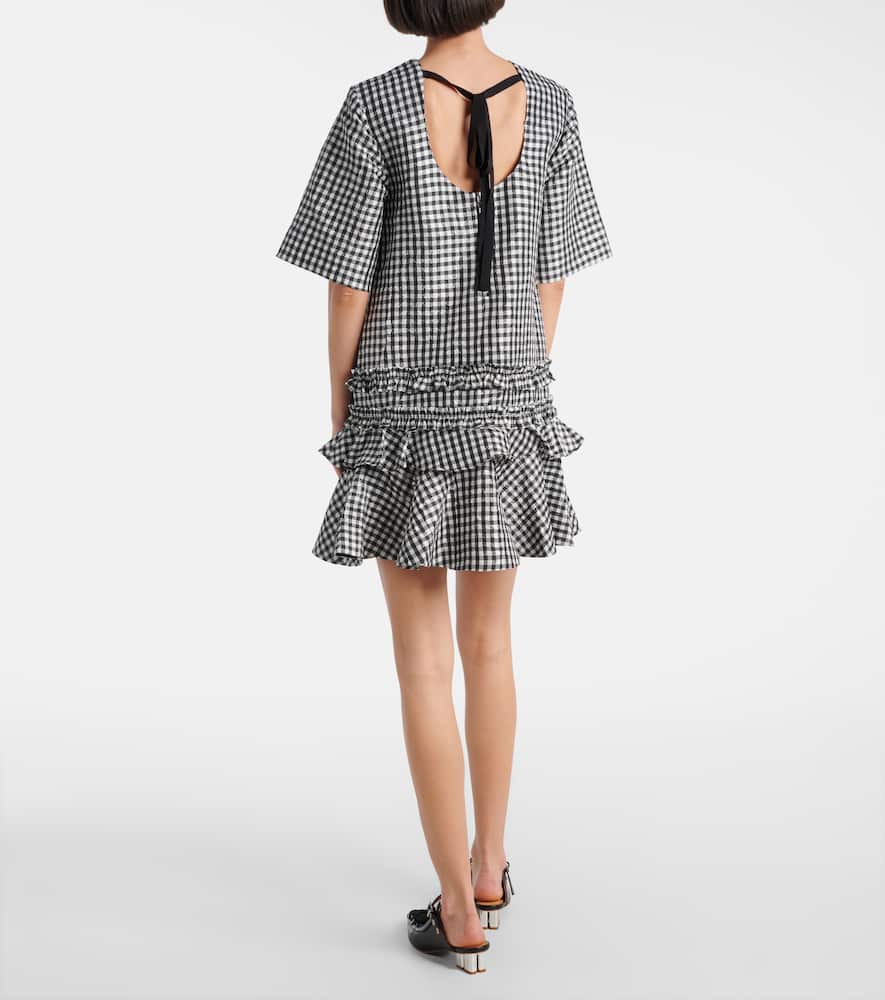 Gingham ruffled minidress