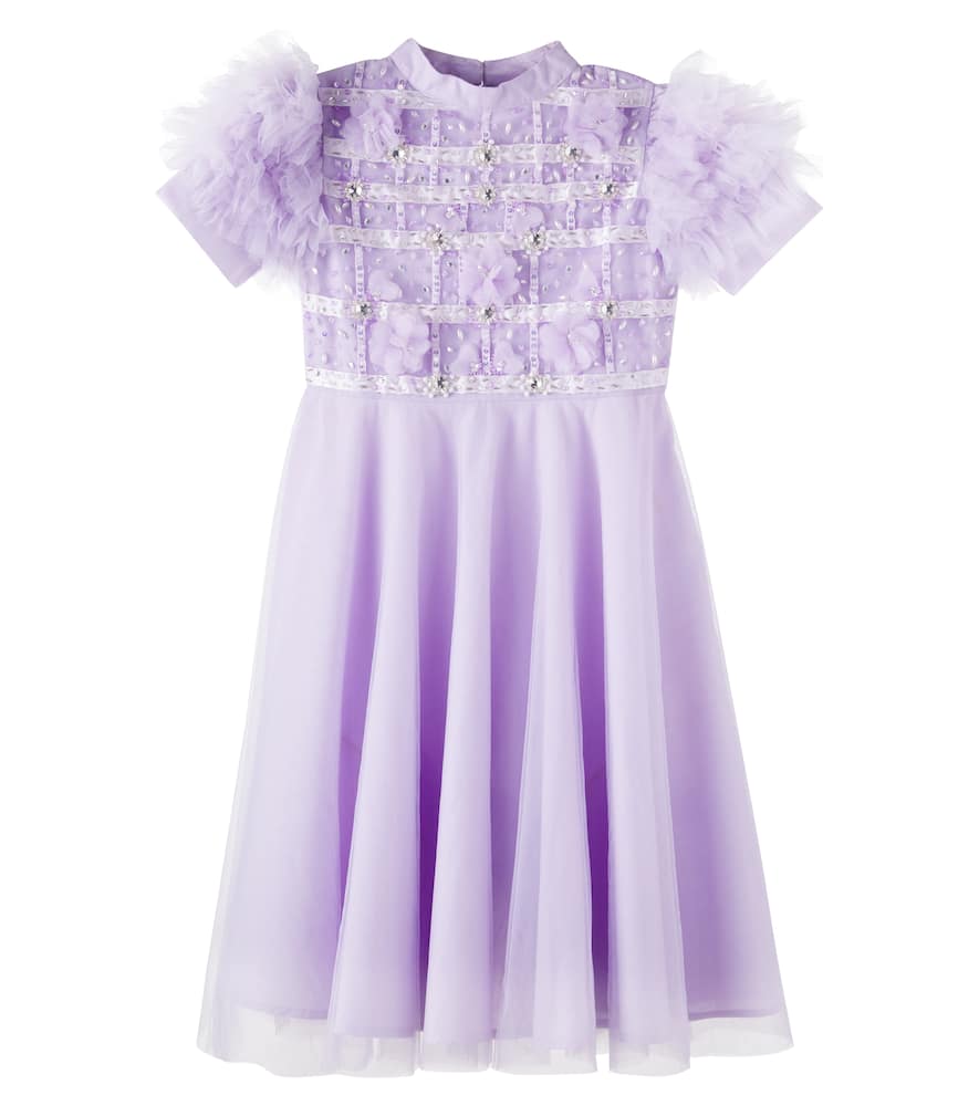 Aria embellished ruffled tulle dress