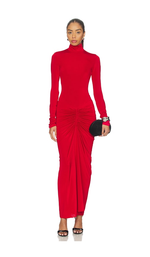 The Andamane Warwick Maxi Turtleneck Maxi Dress in Red. - 38/XS also /S
