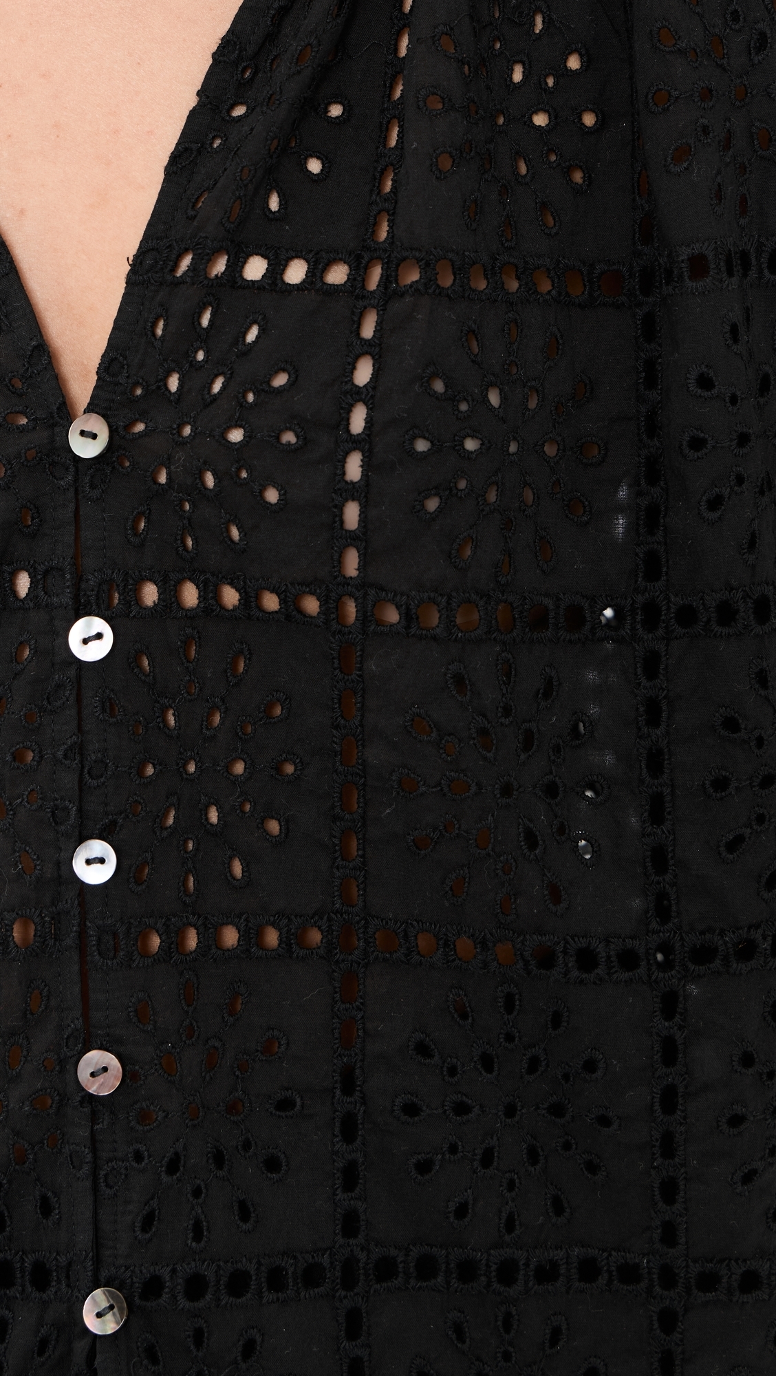 Francine Top Black Grid Embroidery
