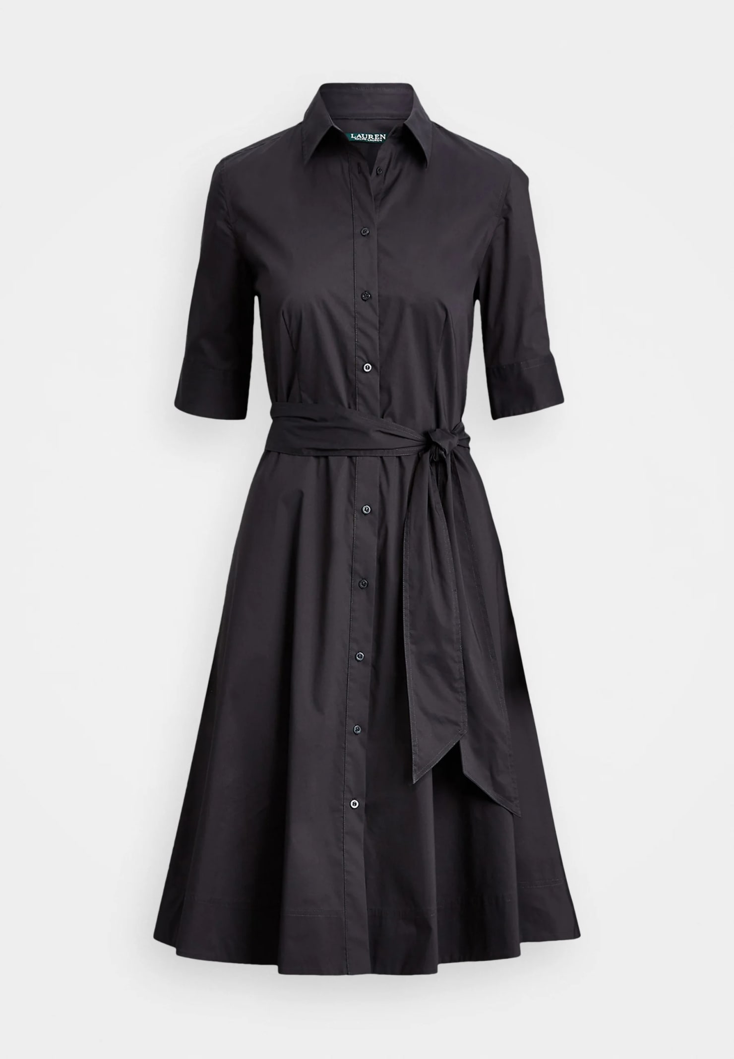 Short-sleeved shirt dress - Black