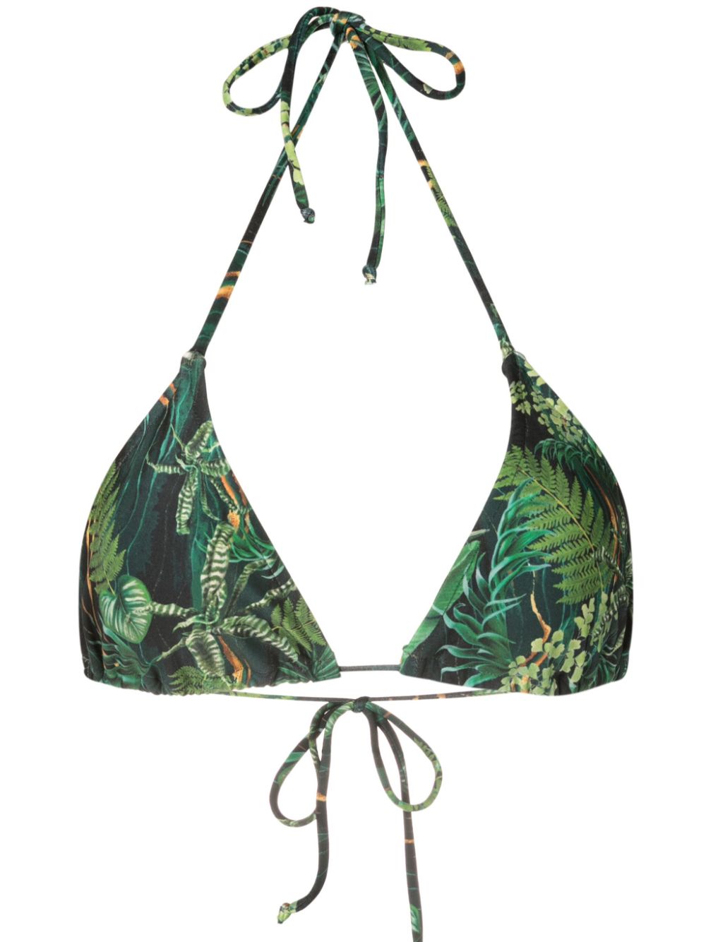 Hanna leaf-print bikini top - Green
