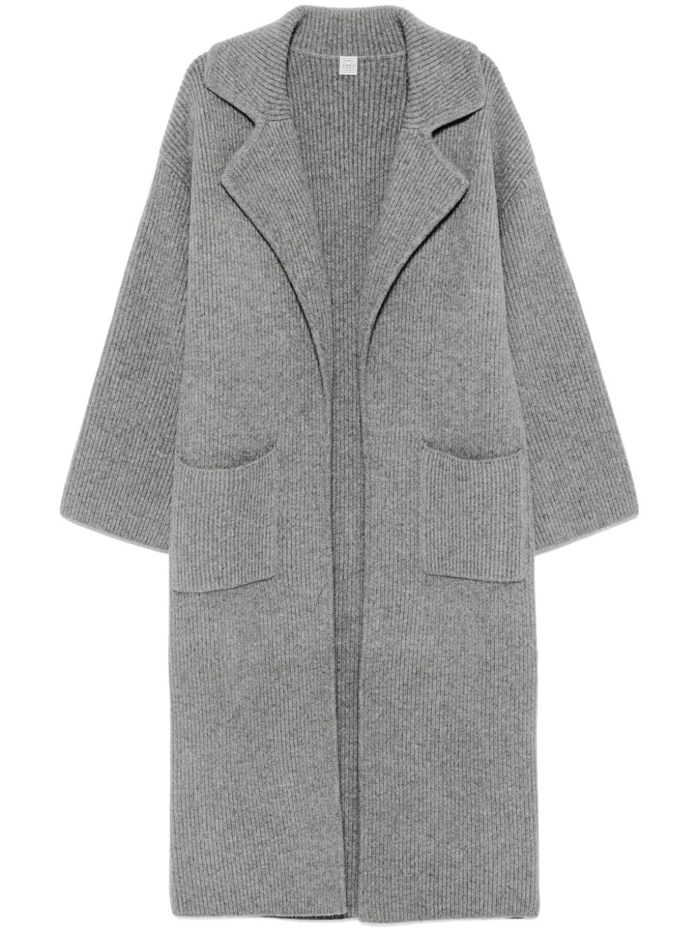 Ribbed-knit cardi-coat - Grey