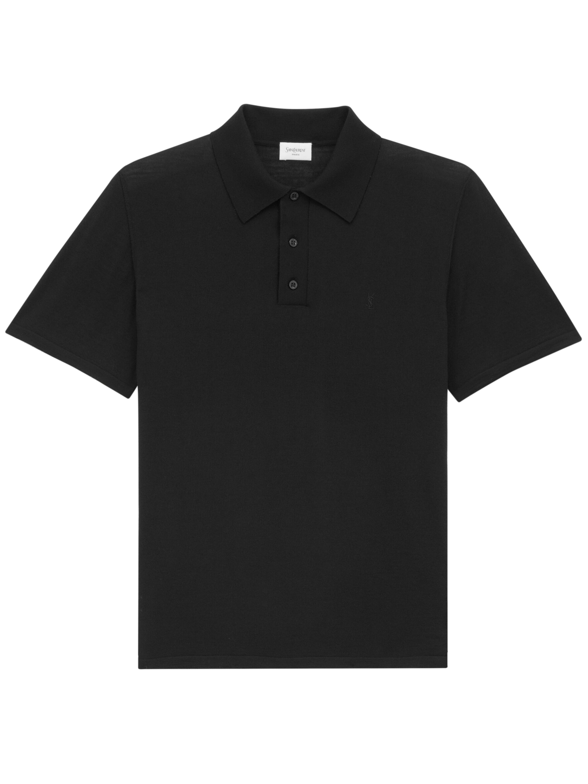 Short-Sleeved Wool Polo Shirt with Embroidered Design