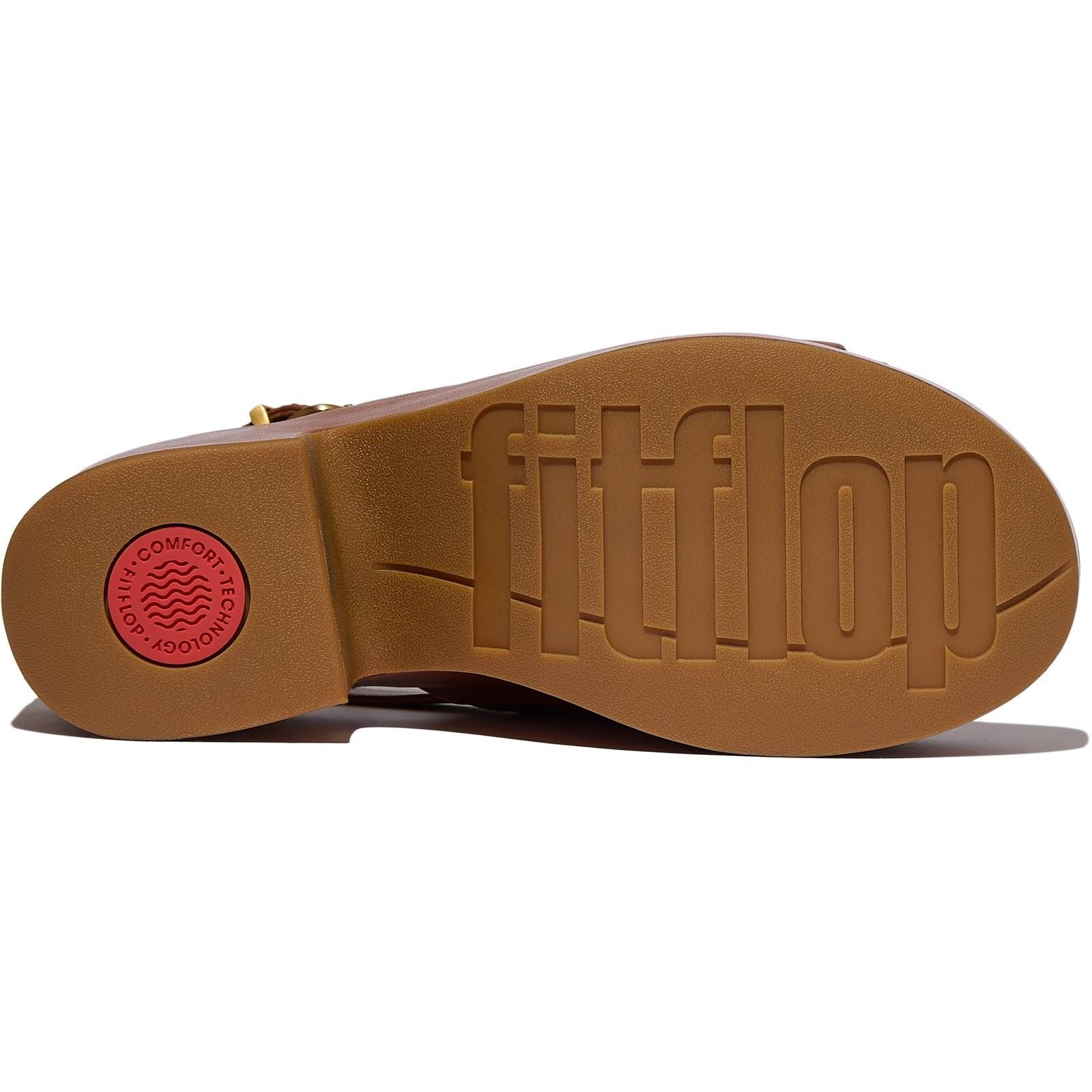 Fitflop Platfforms Heeled Backstrap Leather Women's Deep Tan Sanda