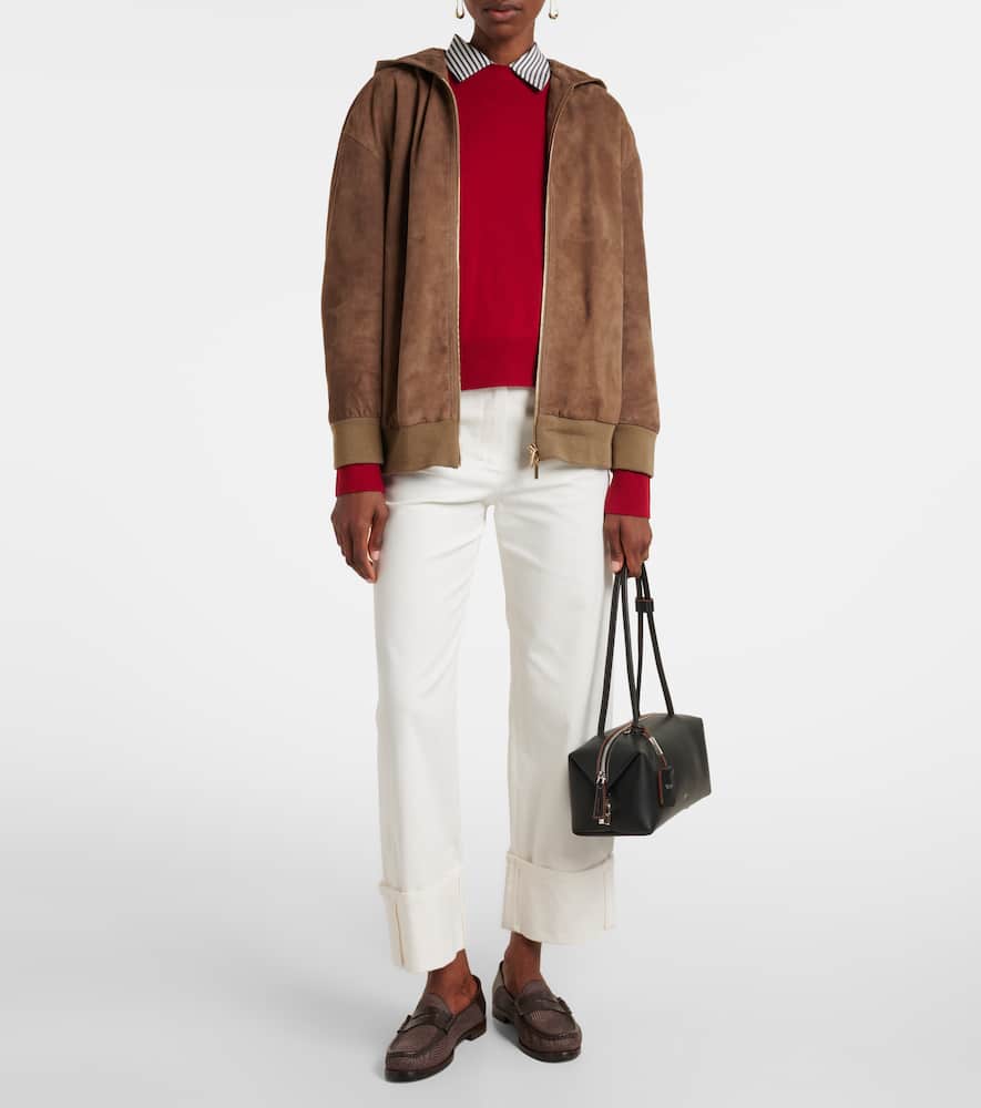 Hooded suede jacket