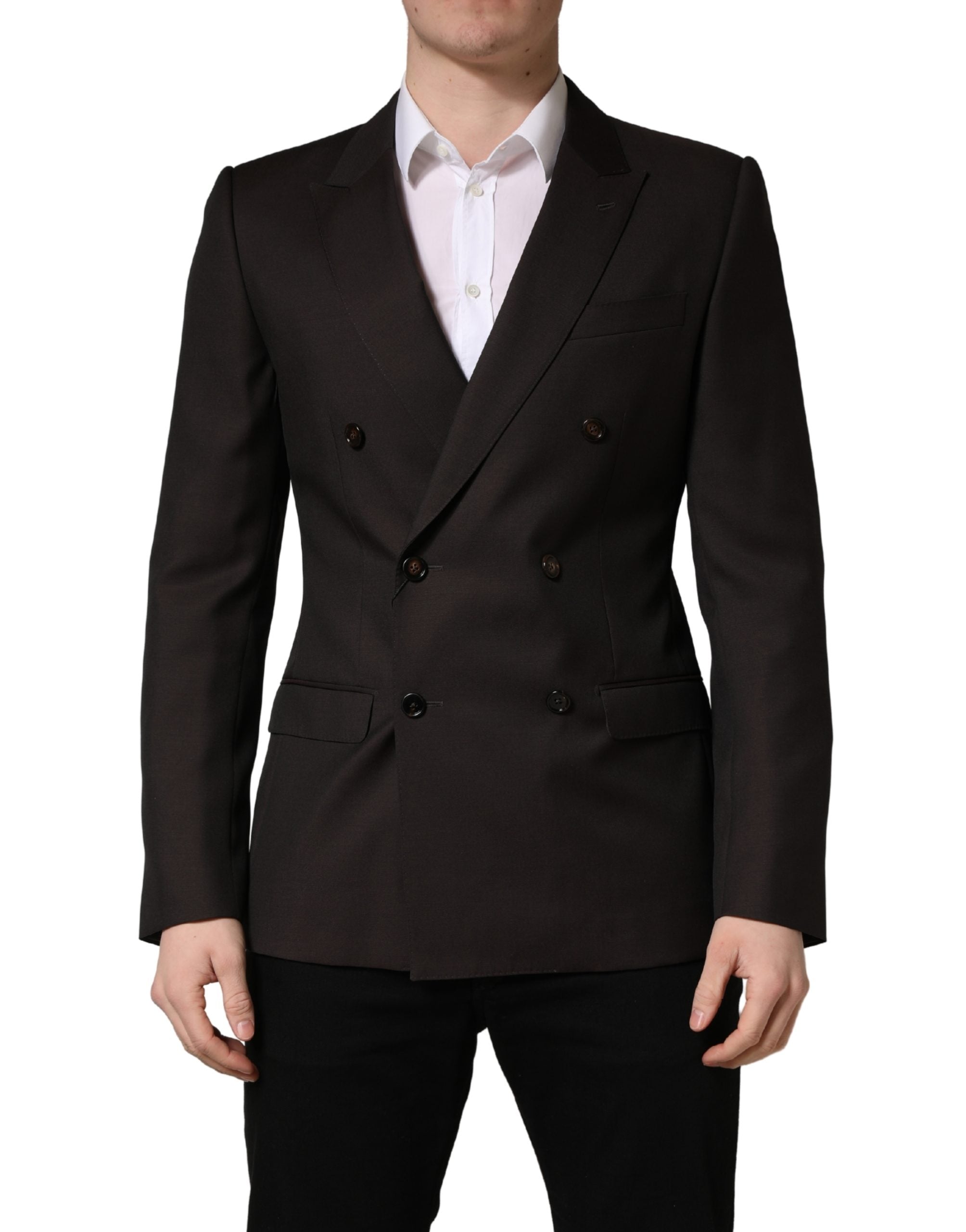 Double-Breasted Virgin Wool Blazer — Purple