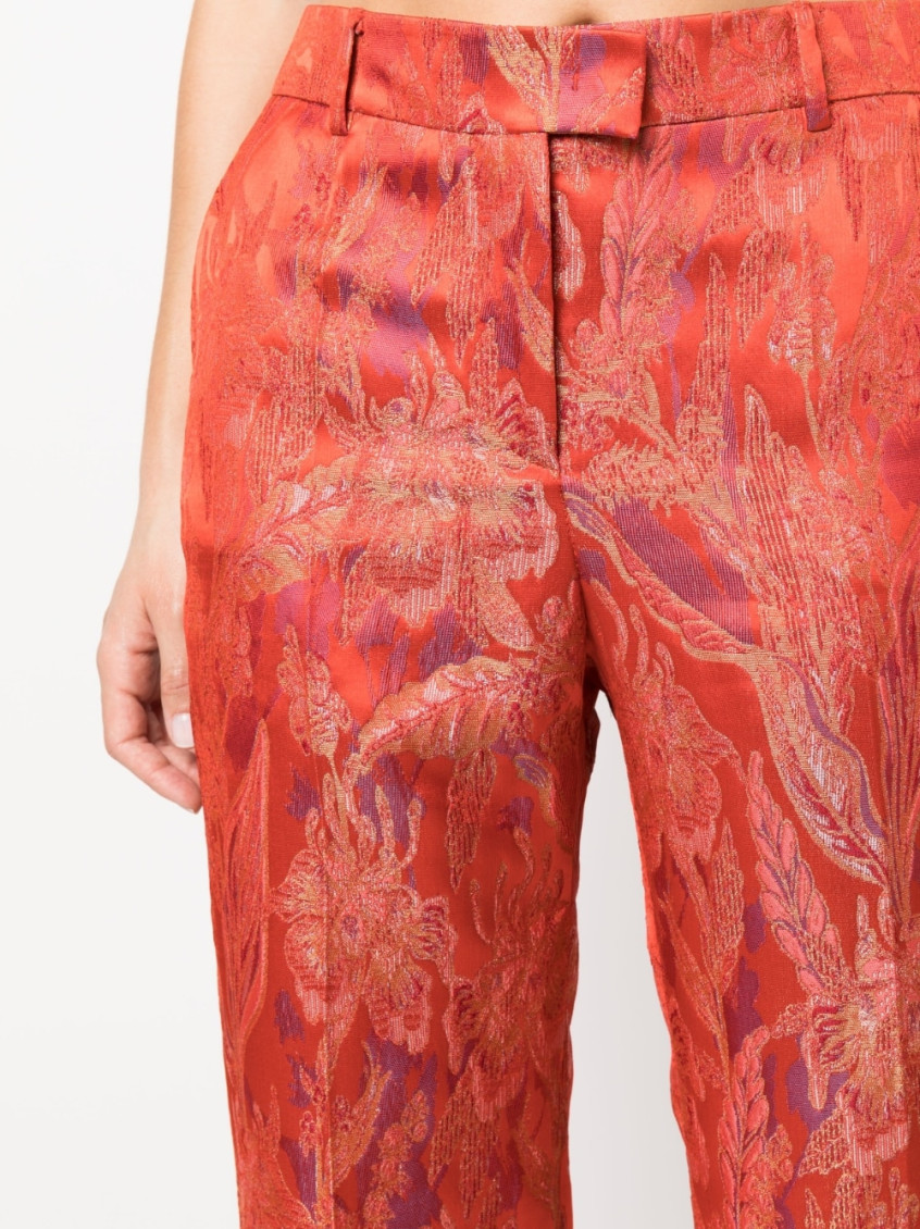 - Floral Print Jacquard Trousers