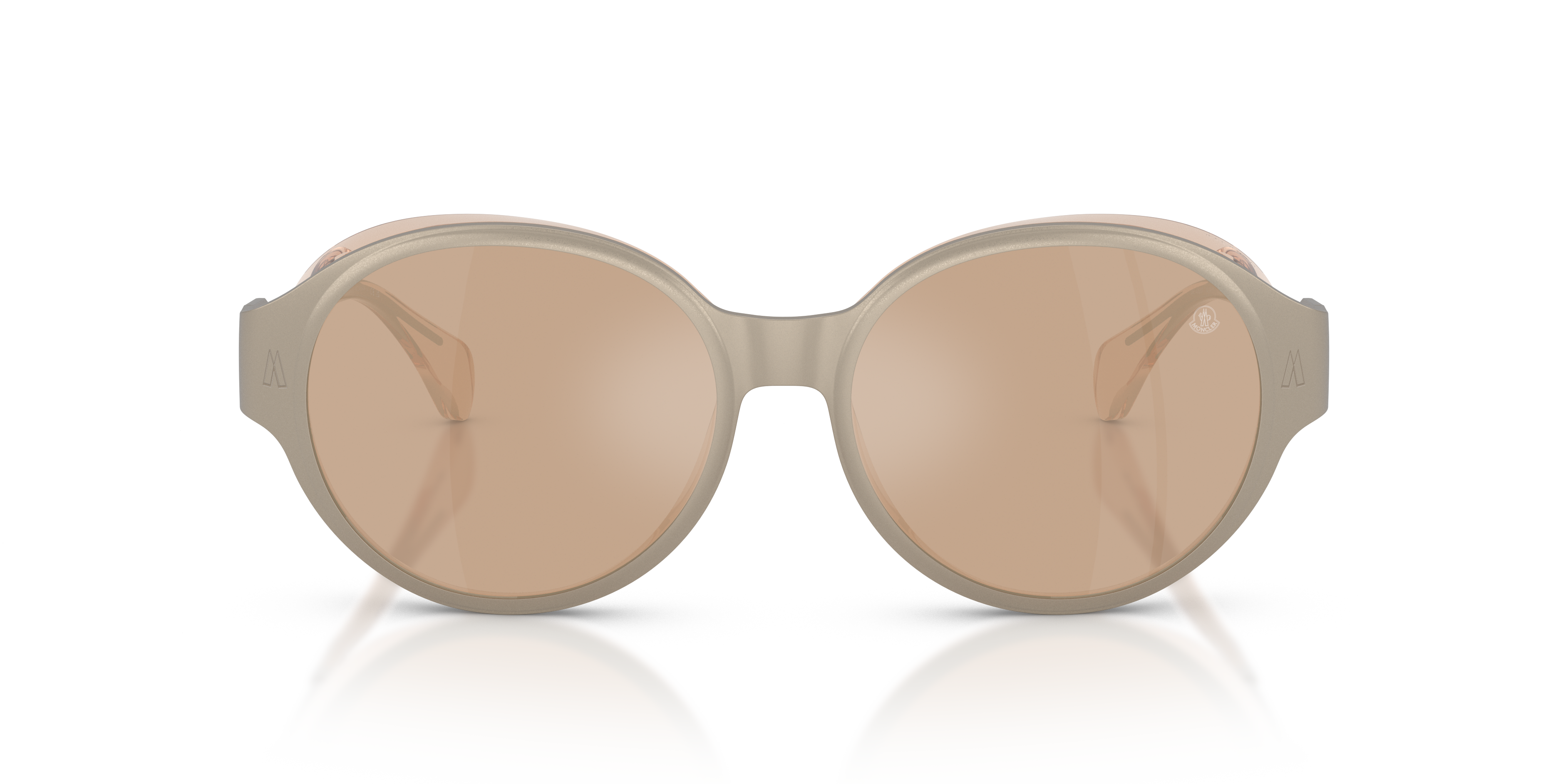 Moncler Unisex Moncler ME4005T AUROS 10035A Sunglasses Titanium Bronze Brown Round Normal Mirrored