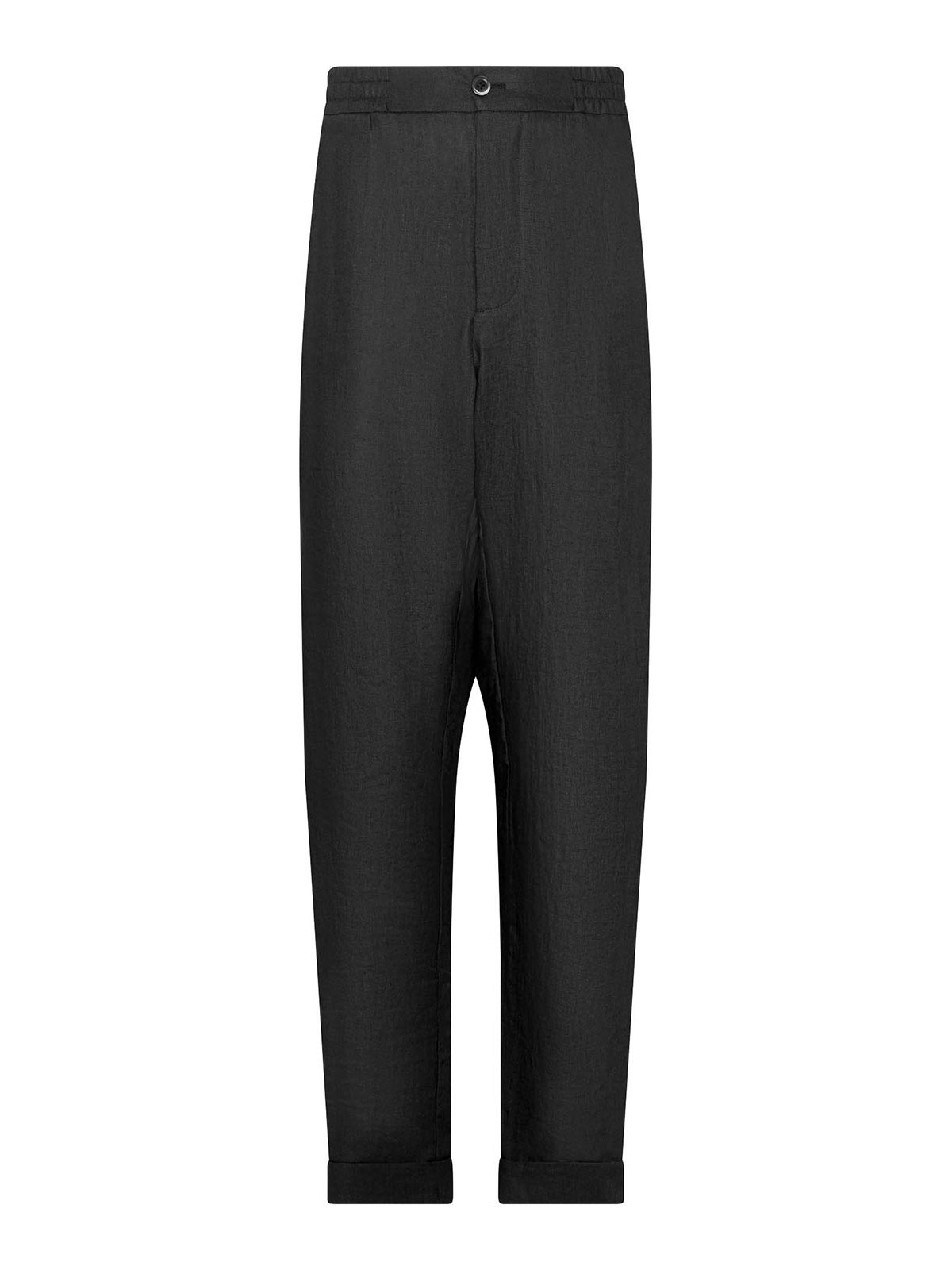 Black Pure Irish Linen Trousers