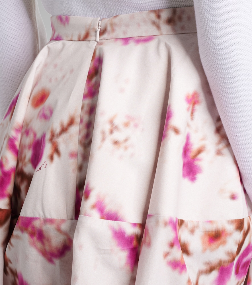 Floral cotton poplin midi skirt