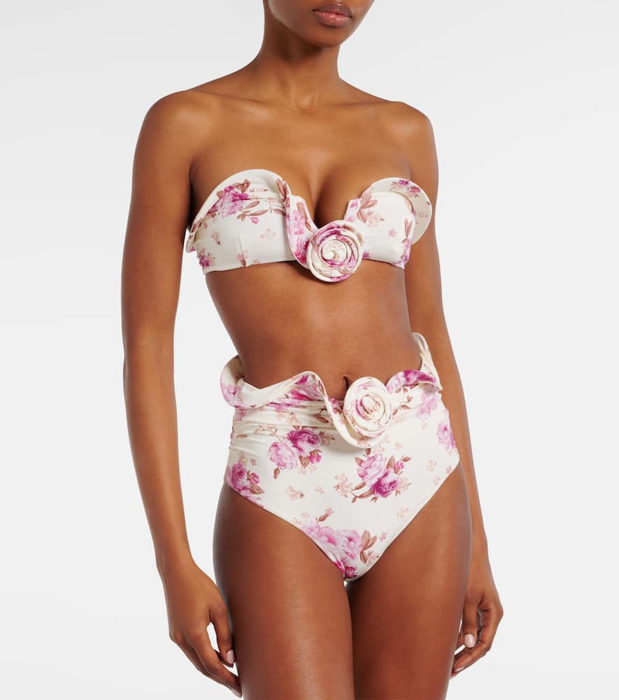 Floral-appliqué bikini top