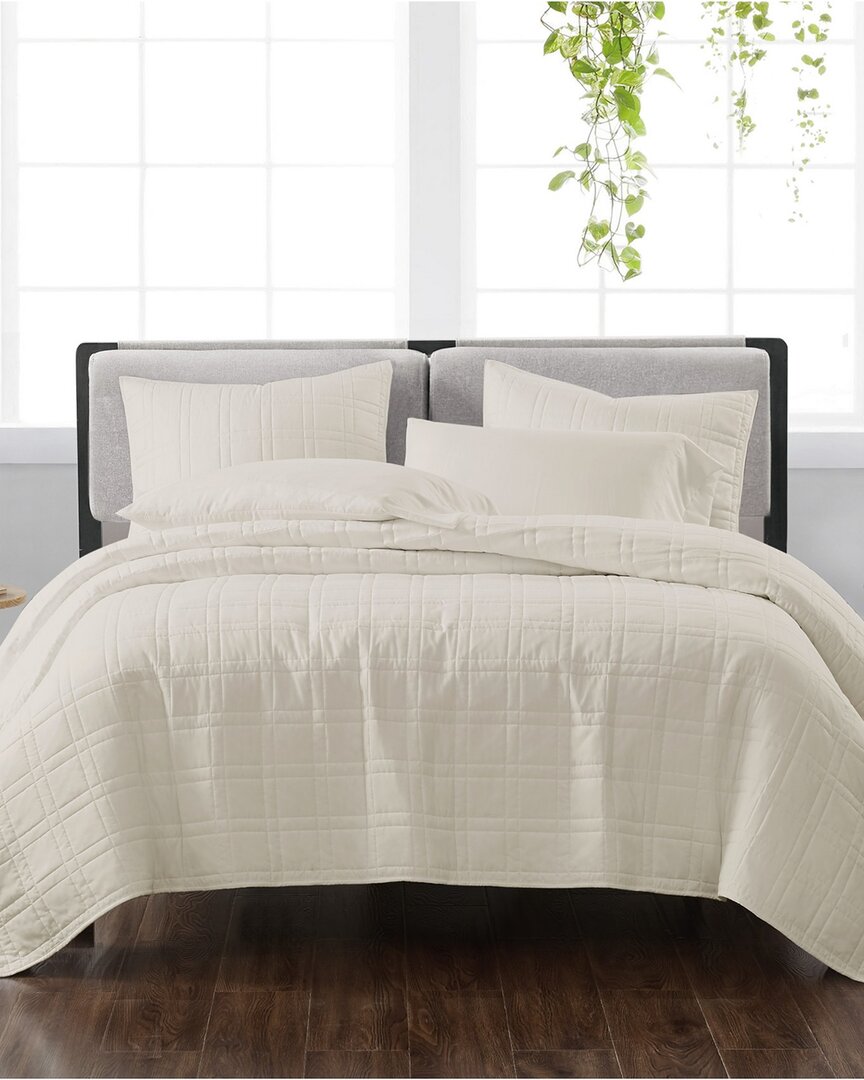 Cannon Solid Ivory 3Pc Quilt Set
