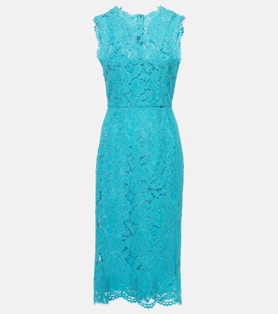 Cotton-blend lace midi dress