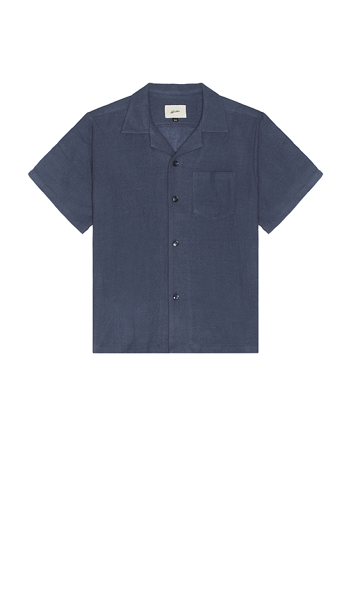 Bather Wool Gauze Camp Shirt in Steel. S also in L, M, XL/1X