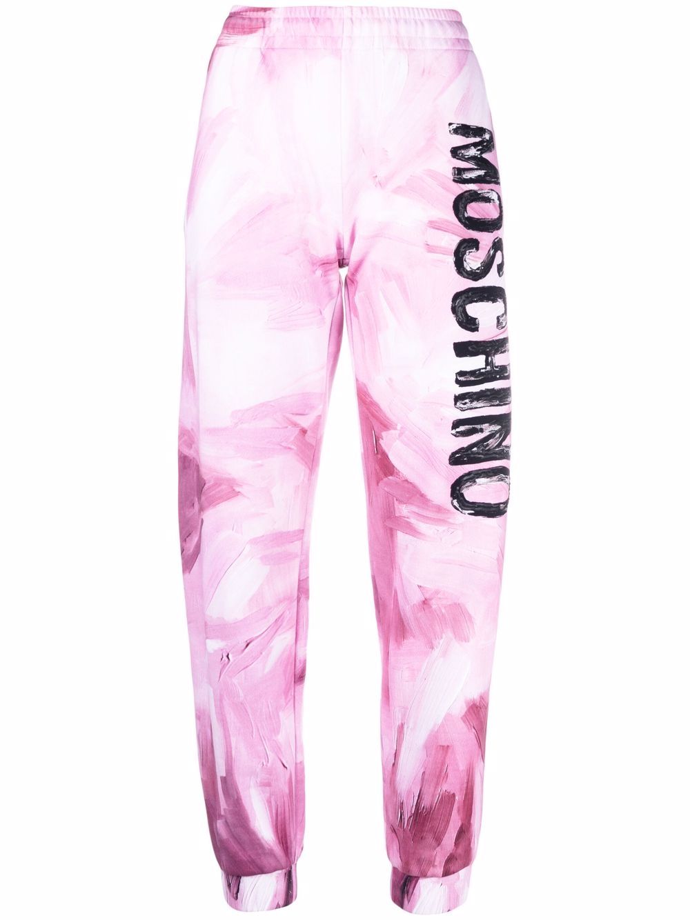 Abstract-print branded track trousers - Pink
