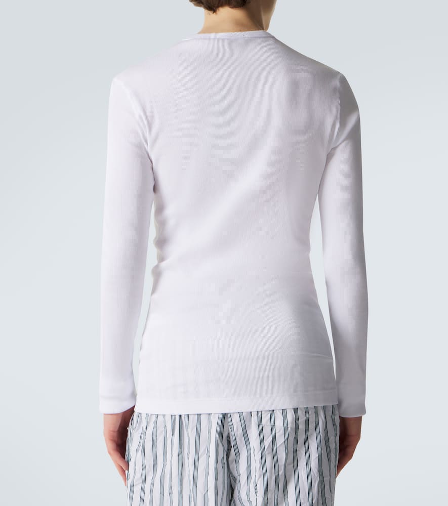 Ribbed-knit cotton Henley shirt