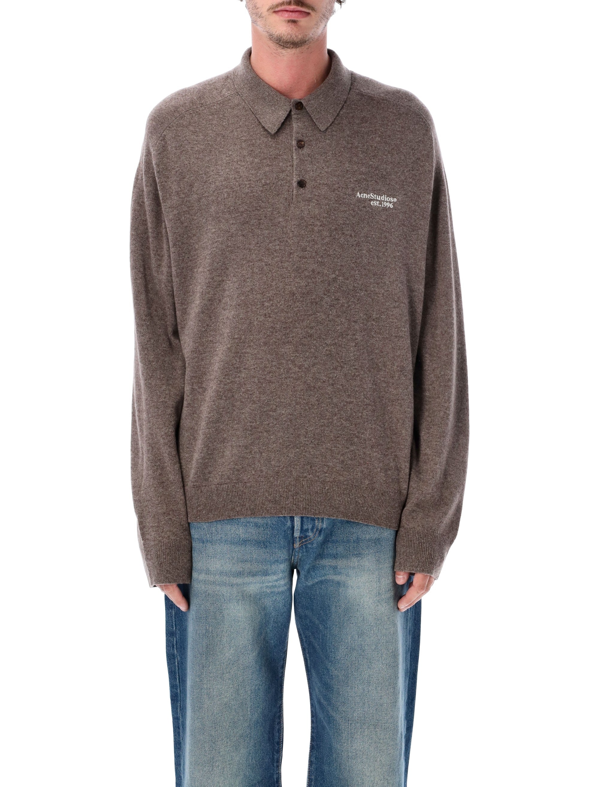 Yak & Wool Blend Polo Sweater with Seasonal Embroidered Logo