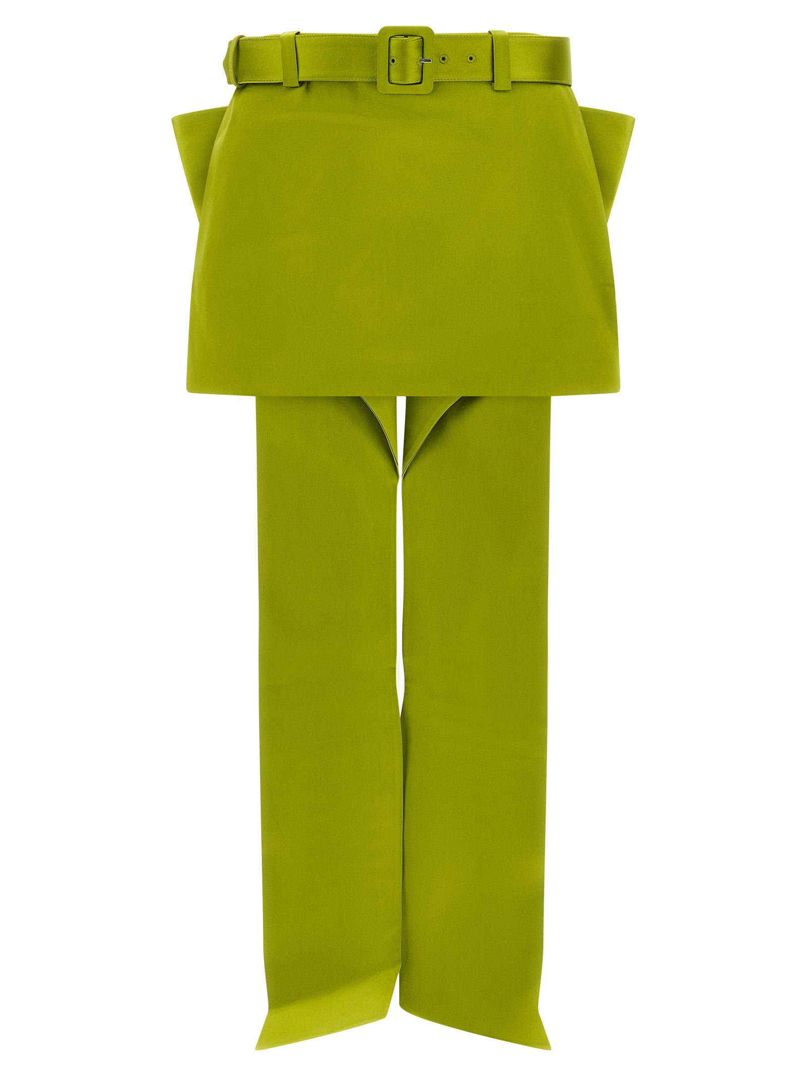 Structured Bow Maxi Skirt — Lime Green