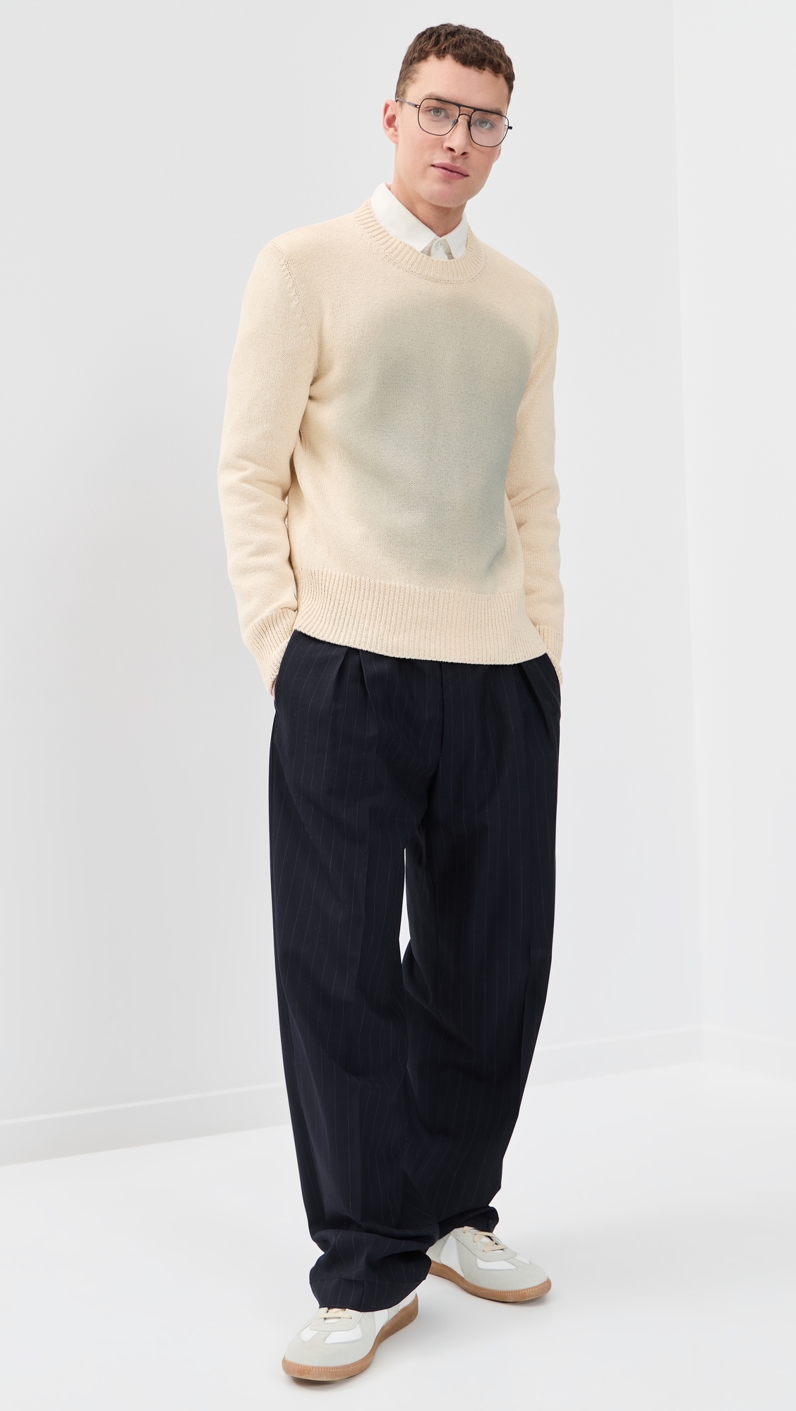 Stained Crewneck Sweater Off White