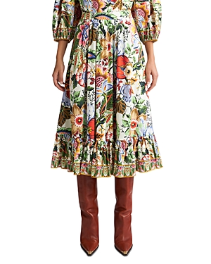Floral-print pleated midi skirt - White