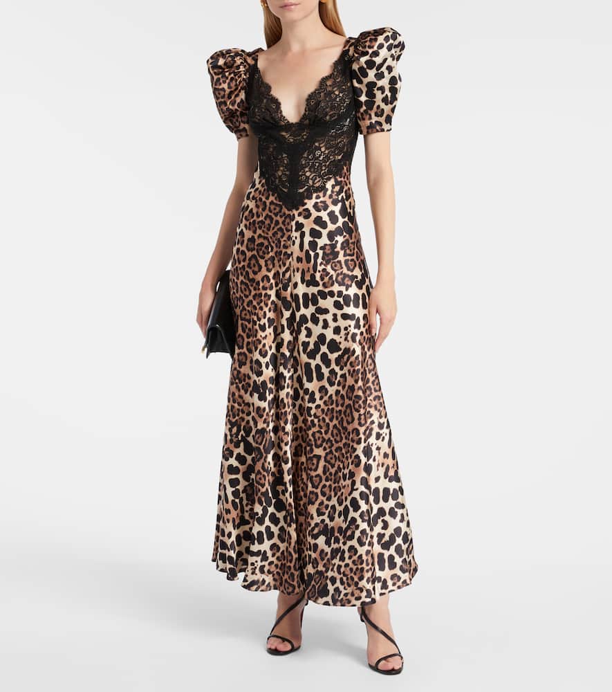 Leopard-print silk satin maxi dress