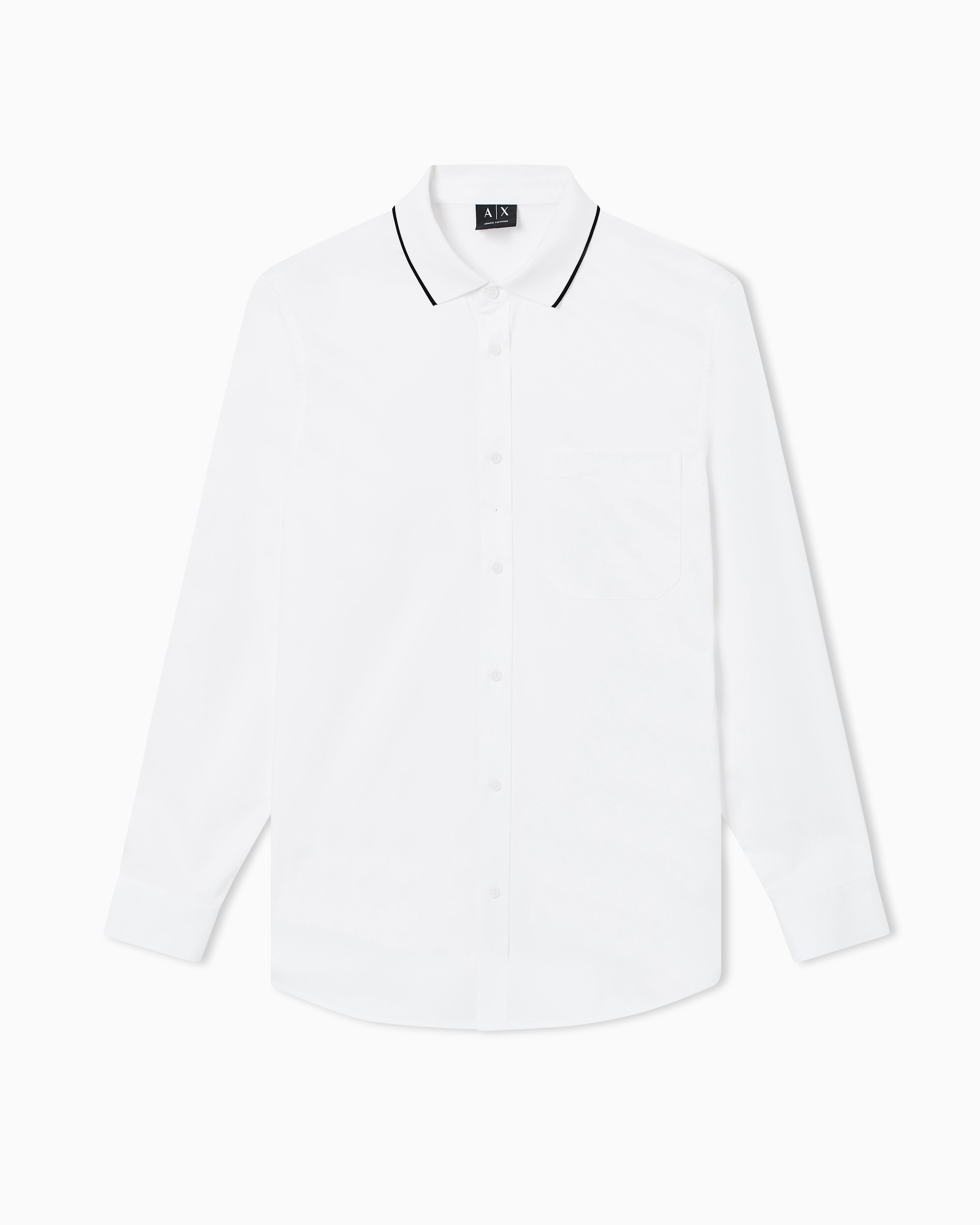 Stretch cotton shirt with contrasting profiles