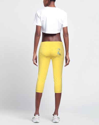 Woman Pants Yellow Size 4 Cotton, Elastane
