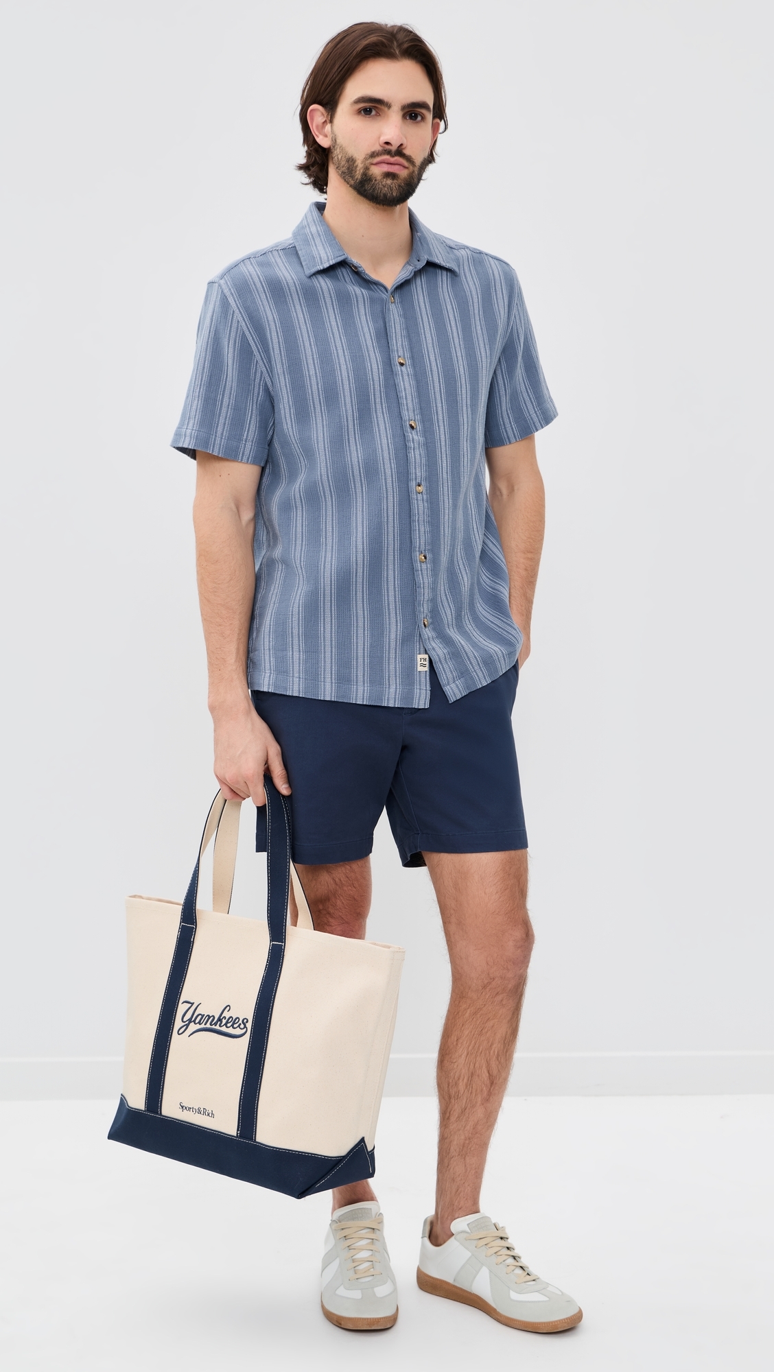 Oasis Textured Shirt Maritime Stripe