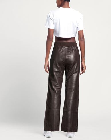 Woman Pants Chocolate brown Size 10 Leather
