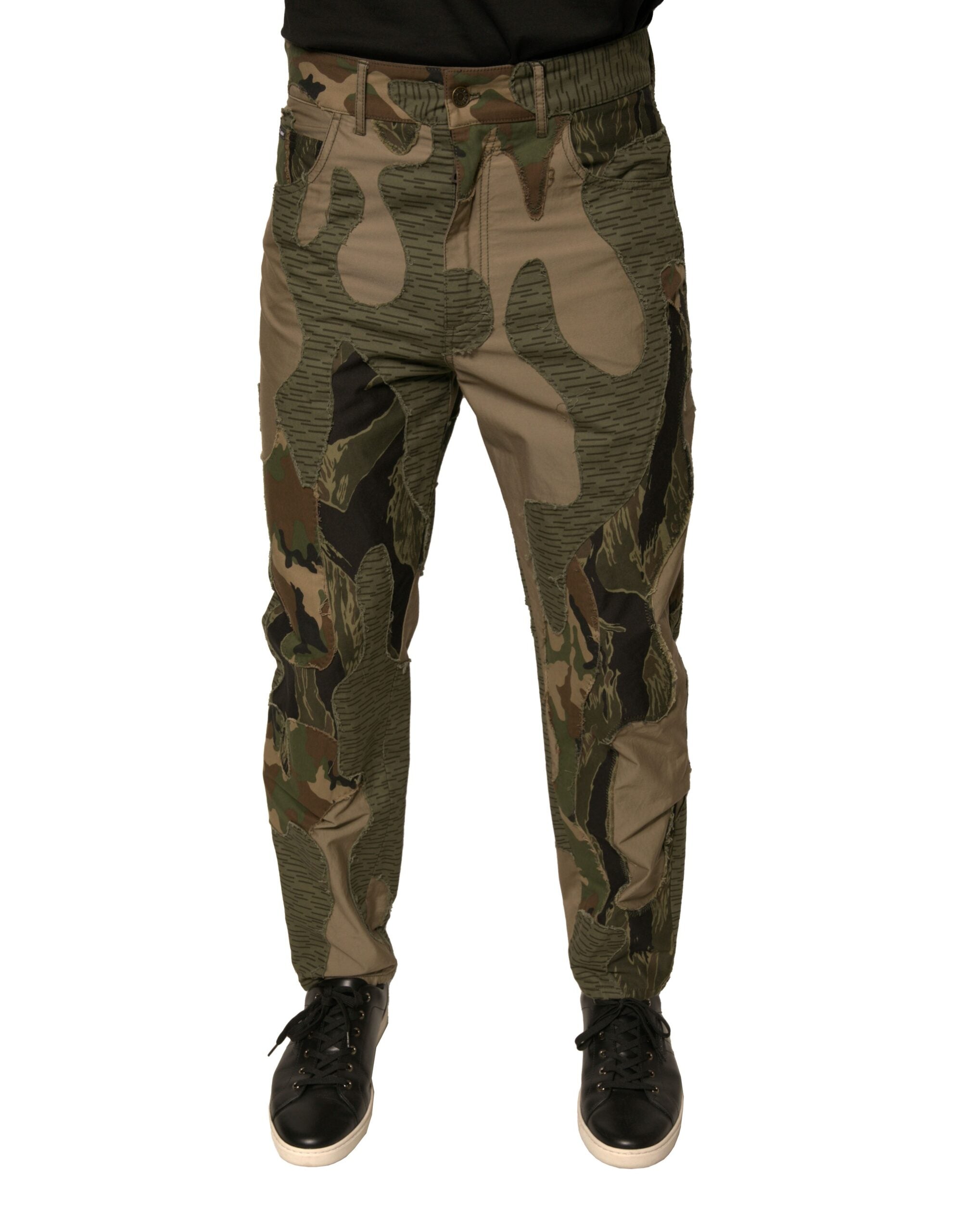 Camouflage Cotton Cargo Pants — Multicolor
