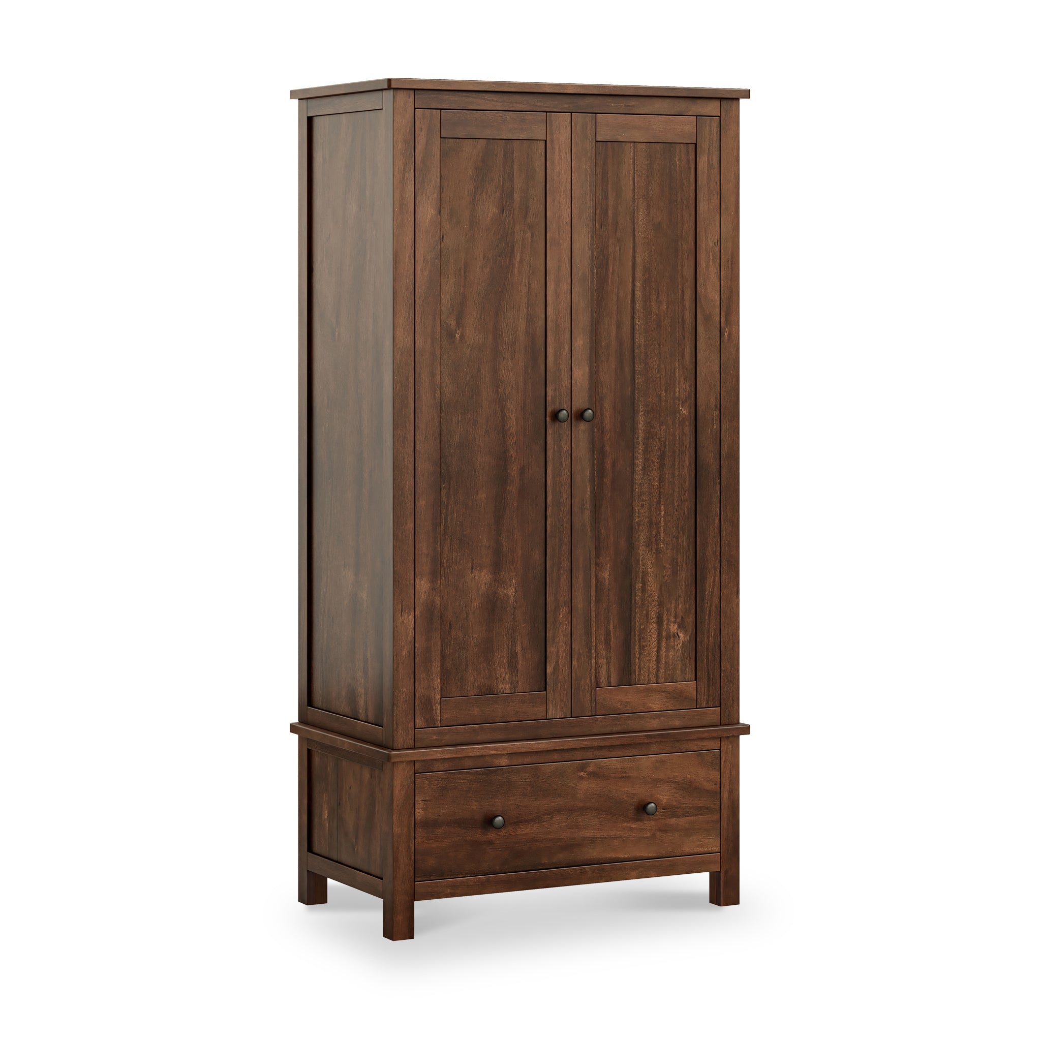 Duchy Acacia 2 Door Double Wardrobe with Storage Drawer | Roseland