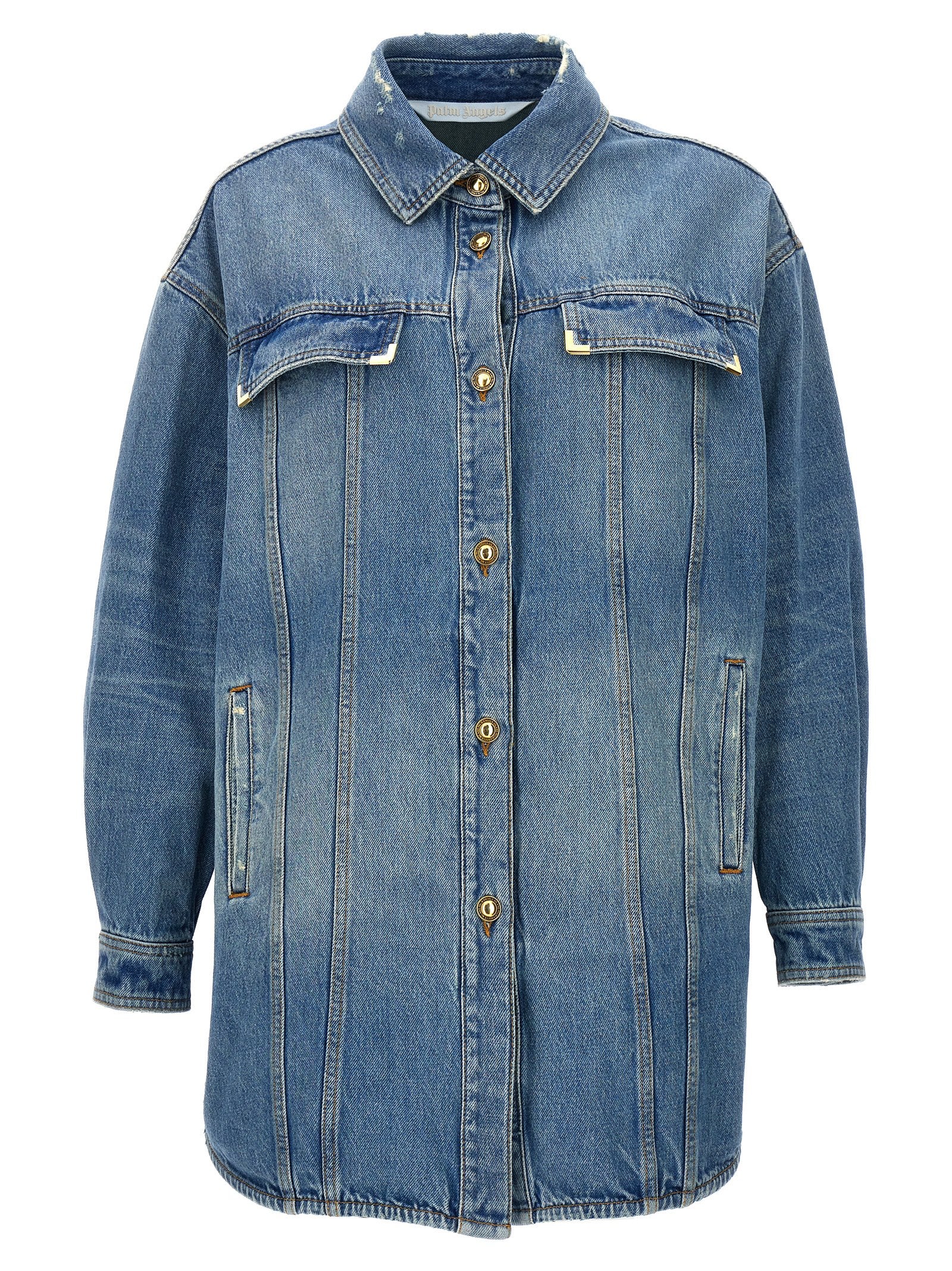 Washed Cotton Denim Jacket — Blue