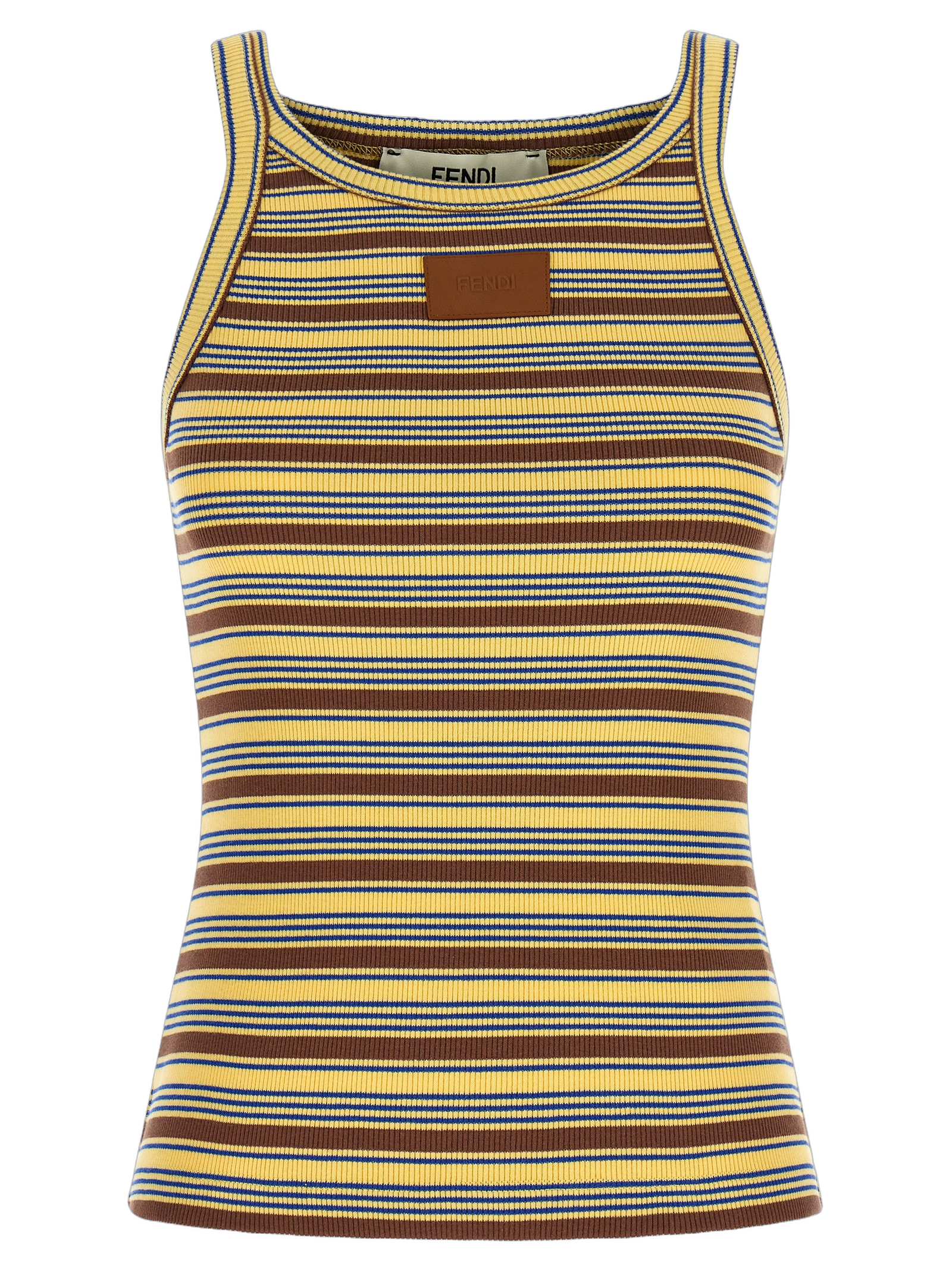 Striped Ribbed Cotton Tank Top — Multicolor