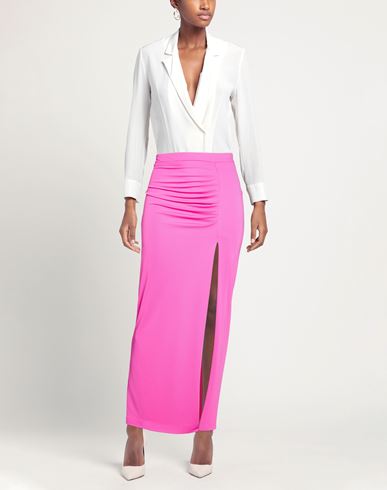 Woman Maxi skirt Fuchsia Size 6 Polyester, Elastane